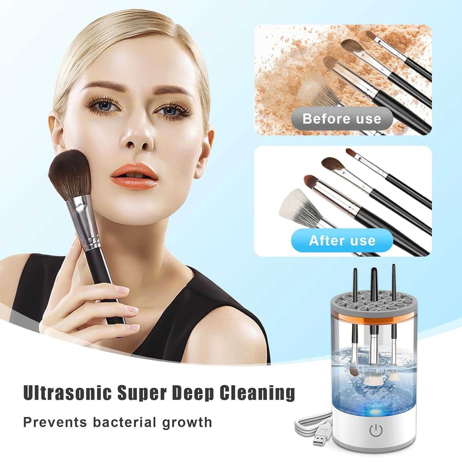 Makeup Brush Cleaner Automatic Brush Cleaner Quick-Drying Tool Plug-In Lazy Electric Cleaning Brush